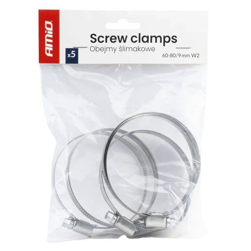 LOT DE 5 COLLIERS DE SERRAGE À VIS W2 60 À 80 MM AMIO