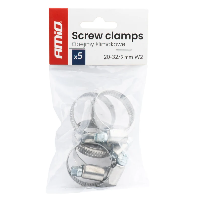 LOT DE 5 COLLIERS DE SERRAGE À VIS W2 20 À 32 MM AMIO