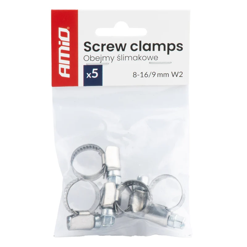 LOT DE 5 COLLIERS DE SERRAGE À VIS W2 8 À 16 MM AMIO