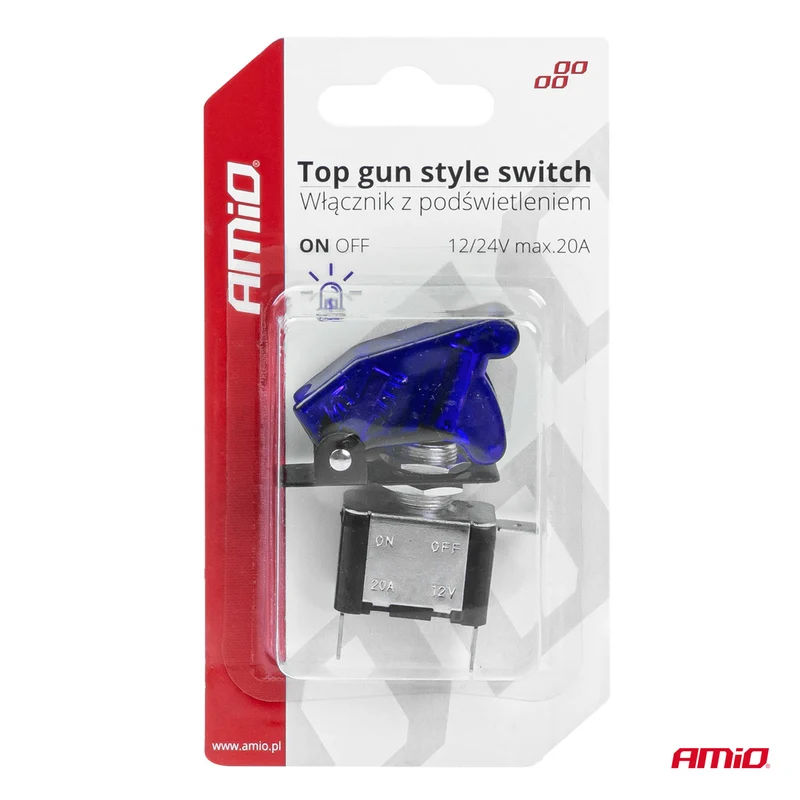 INTERRUPTEUR BASCULANT TOP GUN LED BLEU 12/24V 20 AMP AMIO