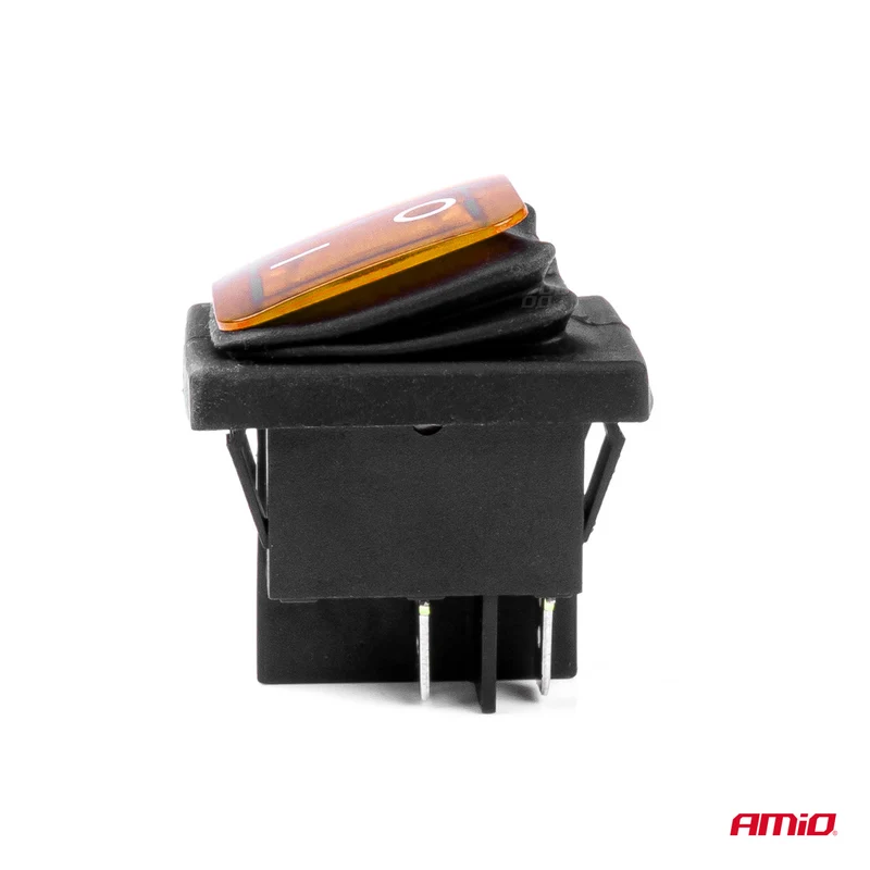 INTERRUPTEUR BASCULANT RECTANGULAIRE LED JAUNE 12/24V 20 AMP AMIO