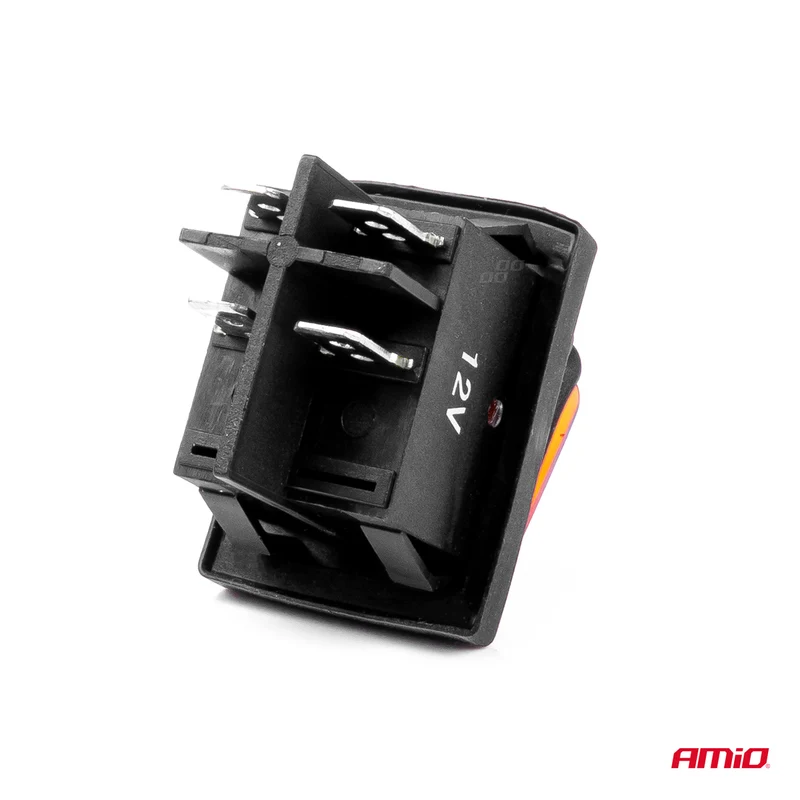 INTERRUPTEUR BASCULANT RECTANGULAIRE LED JAUNE 12/24V 20 AMP AMIO