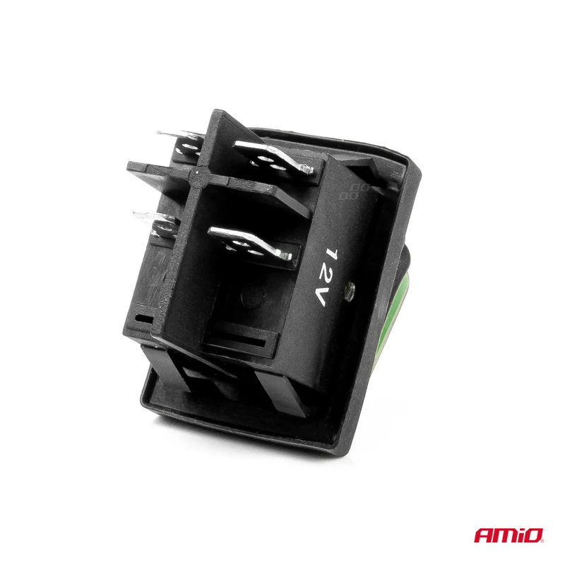 INTERRUPTEUR BASCULANT RECTANGULAIRE VERT 12/24V 20 AMP AMIO