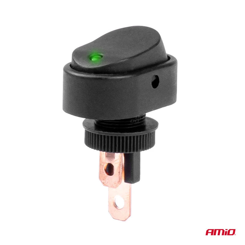 INTERRUPTEUR BASCULANT OVALE ÉCLAIRÉ VERT 12/24V 30 AMP AMIO