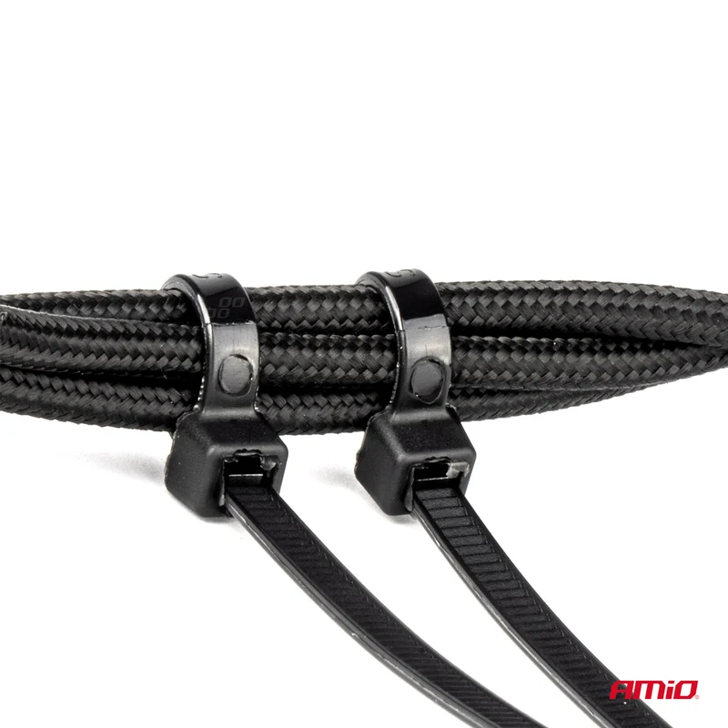 LOT DE 100 COLLIERS DE SERRAGE NOIRS 4,8 × 300 MM AMIO
