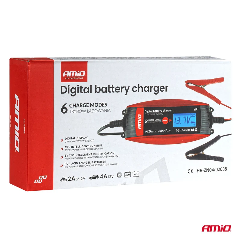 CHARGEUR DE BATTERIE NUMÉRIQUE 6V / 12V 2 AMP / 4 AMP AMIO z