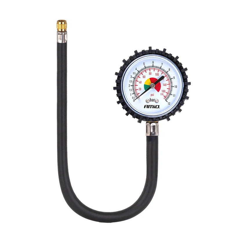 MANOMÈTRE ANALOGIQUE AVEC FLEXIBLE 30CM 12 BAR AMIO