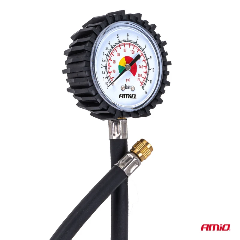 MANOMÈTRE ANALOGIQUE AVEC FLEXIBLE 30CM 12 BAR AMIO