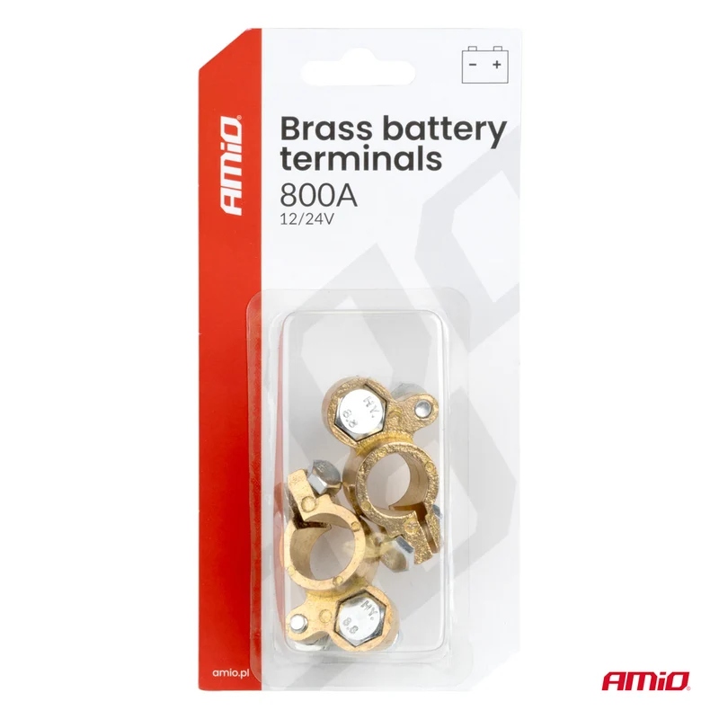 LOT DE 2 BORNES DE BATTERIE EN LAITON RENFORCE 800 AMP AMIO
