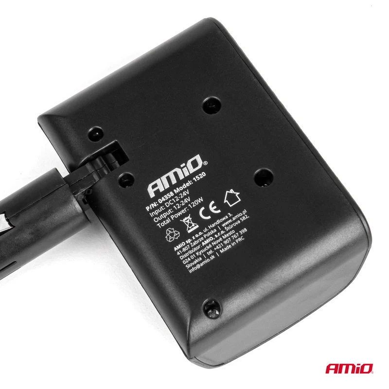 MULTIPRISE ALLUME-CIGARE TRIPLE 12/24V 120 W ORIENTABLE À 90° AMIO