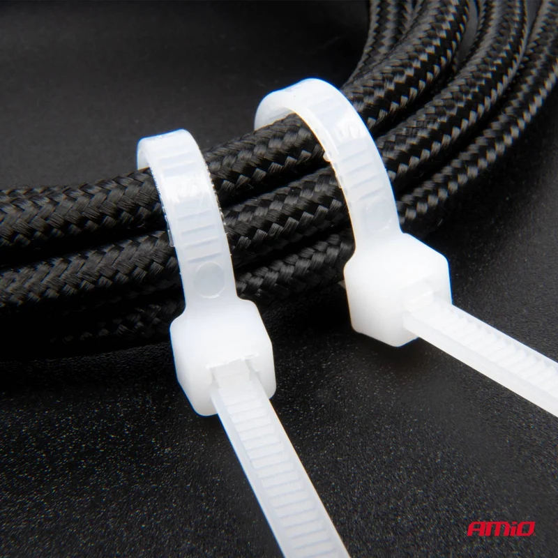 LOT DE 100 COLLIERS DE SERRAGE BLANCS 2,5 × 200 MM AMIO