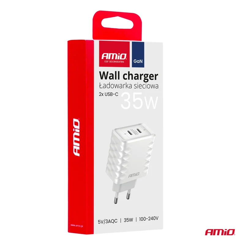 CHARGEUR MURAL RAPIDE 35W 2XUSB-C AMIO