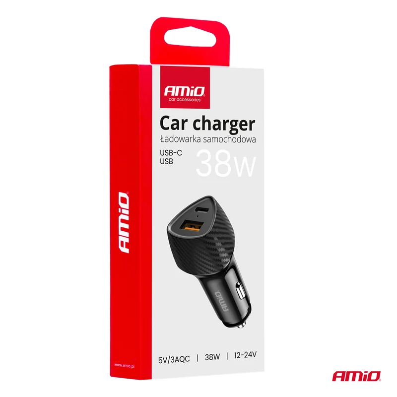 CHARGEUR ALLUME-CIGARE RAPIDE 38W + USB ET USB-C AMIO