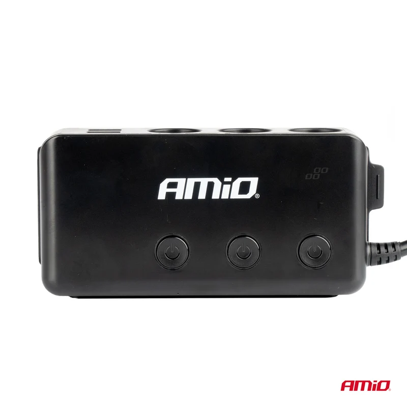 RALLONGE AVEC VOLTMETRE DE PRISE ALLUME-CIGARE TRIPLE + 2XUSB + CHARGE RAPIDE + USB-C AVEC VOLTMÈTRE