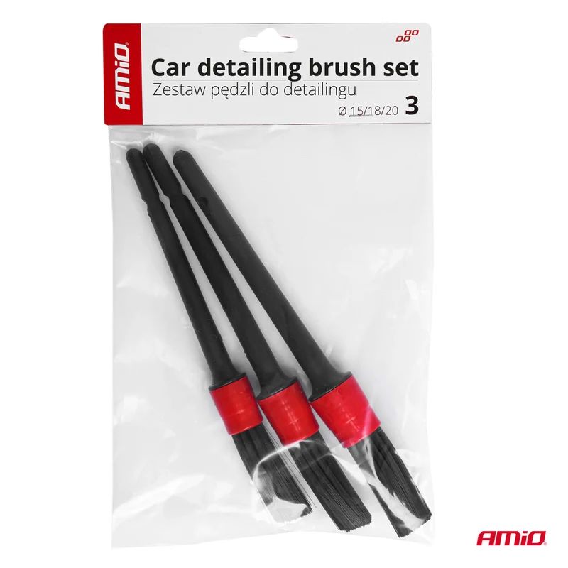 KIT DE 3 BROSSES DE DETAILING AUTOMOBILE AMIO