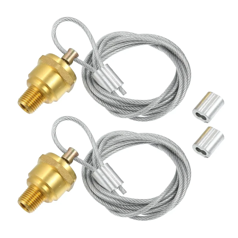2 Pair Manual Air Tank Drain Valve Plug 1/4 NPT With 60 Inch Cable For Big Rigs Heavy Haulers And Navistar Dump Trucks OEM Replacement Swaps Reservoir Bleeder Valve Kit 12105 N3613AD VMRS 013010192