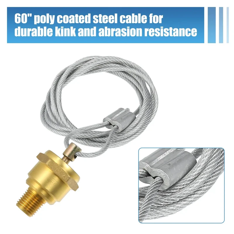 2 Pair Manual Air Tank Drain Valve Plug 1/4 NPT With 60 Inch Cable For Big Rigs Heavy Haulers And Navistar Dump Trucks OEM Replacement Swaps Reservoir Bleeder Valve Kit 12105 N3613AD VMRS 013010192