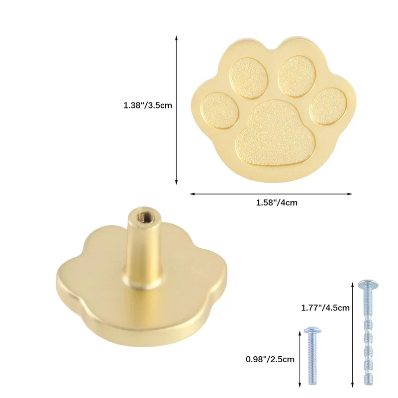 4 Pack Gold Paw Print Cabinet Knobs and Drawer Pulls Super Cute Claw Shape Zinc Alloy Handles with Screws Liven up Your Kitchen or Dresser Instant Glow Up Hardware That Brings Serious Vibes to Any Room