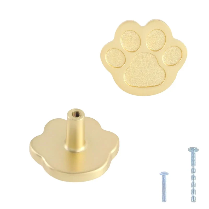 4 Pack Gold Paw Print Cabinet Knobs and Drawer Pulls Super Cute Claw Shape Zinc Alloy Handles with Screws Liven up Your Kitchen or Dresser Instant Glow Up Hardware That Brings Serious Vibes to Any Room