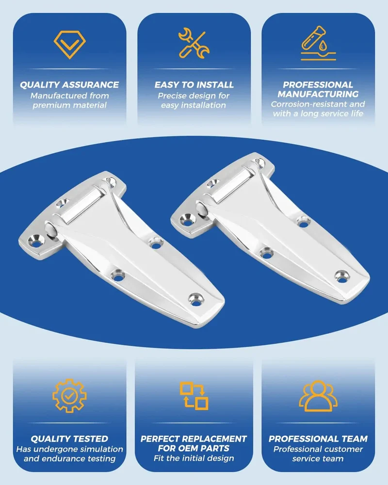 Rock Solid Heavy Duty Chrome Hinge 2 Pack Zinc Alloy RV Door Hardware For Class A Travel Trailers And Fifth Wheels Built Tough For BBQ Grills Smokers And Coolers Straight Up Corrosion Resistant