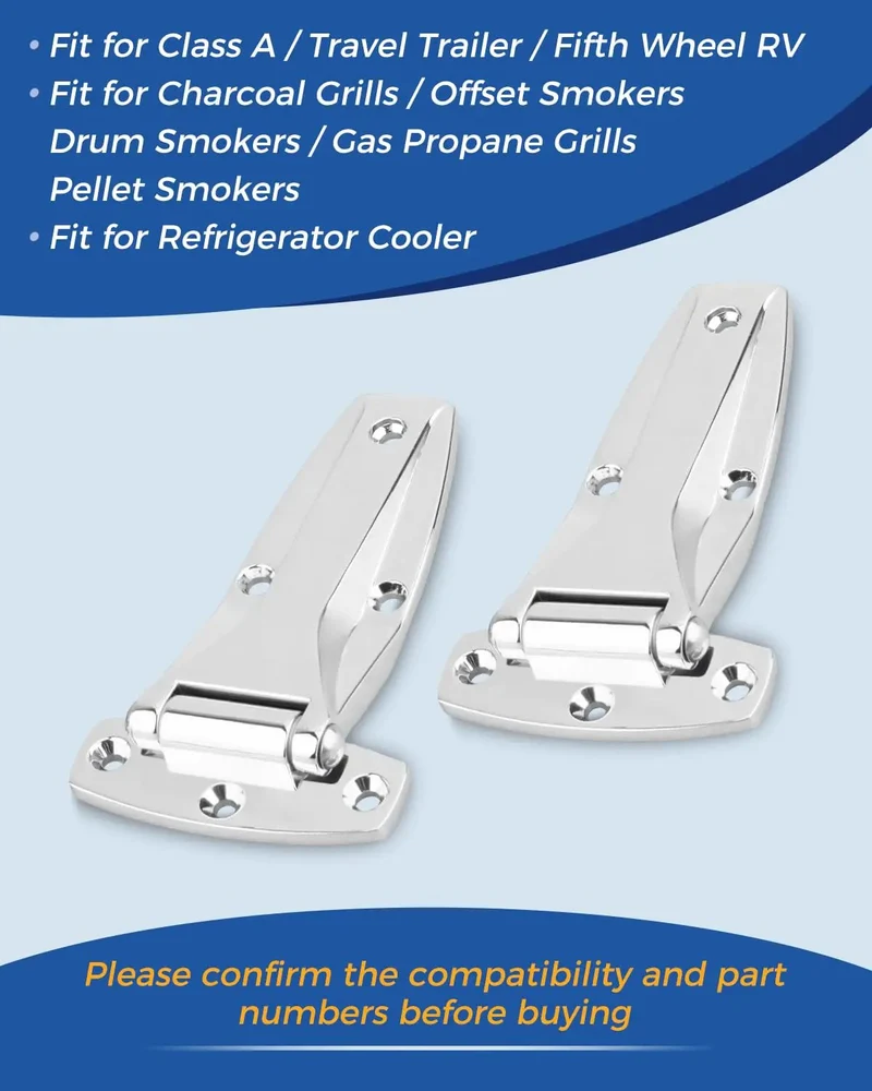 Rock Solid Heavy Duty Chrome Hinge 2 Pack Zinc Alloy RV Door Hardware For Class A Travel Trailers And Fifth Wheels Built Tough For BBQ Grills Smokers And Coolers Straight Up Corrosion Resistant