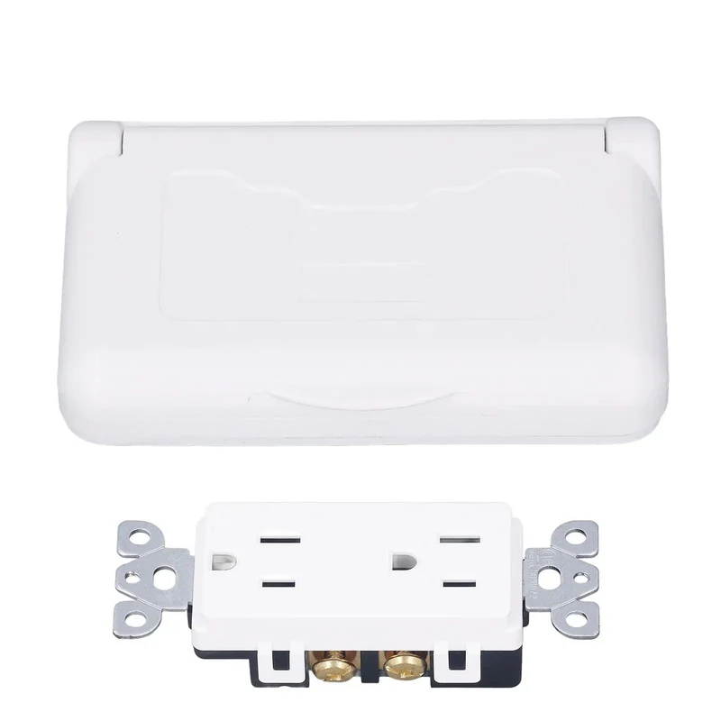 Badass Weatherproof Outlet With Cover 15 Amp 125 Volt Outdoor Electrical Receptacle With Durable Snap Latch For RV And Patio Equipment Shielded From Rain Dirt And Pest Intrusion