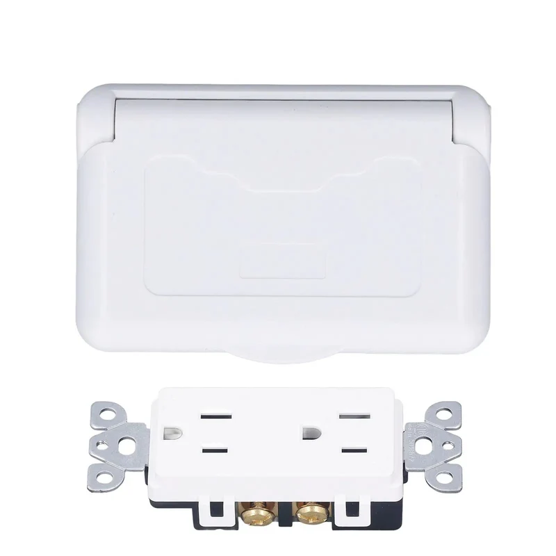 Badass Weatherproof Outlet With Cover 15 Amp 125 Volt Outdoor Electrical Receptacle With Durable Snap Latch For RV And Patio Equipment Shielded From Rain Dirt And Pest Intrusion