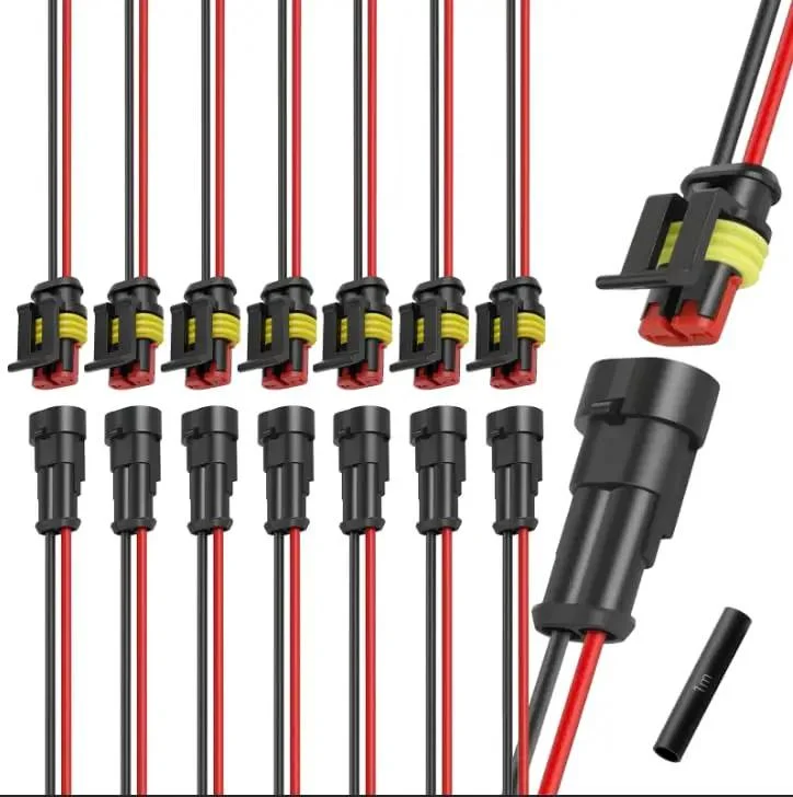 Heavy Duty 2 Pin Waterproof Wire Connector Set With 15 Cm Copper Leads And Heat Shrink Tubing Plug And Play Slick Sealed Ends No Fuss Setup For Automotive Light Upgrades And Quick Diy Fixes You Can Trust