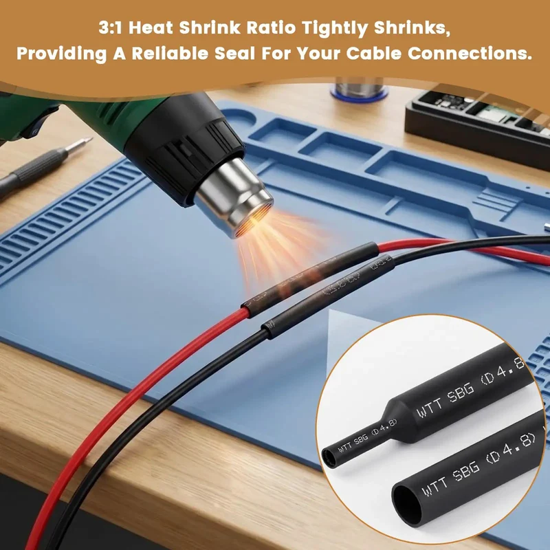 Heavy Duty 2 Pin Waterproof Wire Connector Set With 15 Cm Copper Leads And Heat Shrink Tubing Plug And Play Slick Sealed Ends No Fuss Setup For Automotive Light Upgrades And Quick Diy Fixes You Can Trust