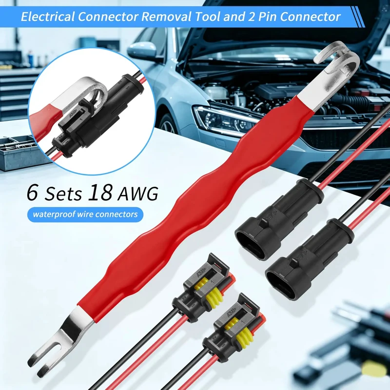 Heavy Duty 11 Piece Electrical Disconnect Pliers And Wire Stripper Kit With Hose Clamp Tool And Six 2 Pin Connector Sets For Straight Up Auto Wiring Jobs And Quick Fixes
