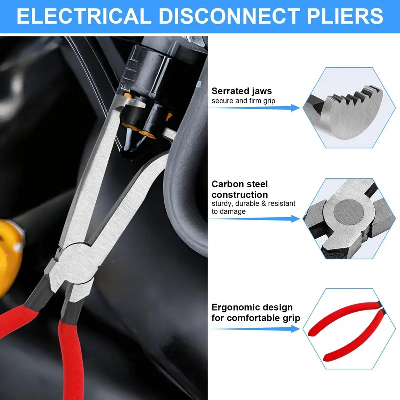 Heavy Duty 11 Piece Electrical Disconnect Pliers And Wire Stripper Kit With Hose Clamp Tool And Six 2 Pin Connector Sets For Straight Up Auto Wiring Jobs And Quick Fixes