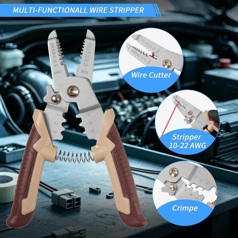 Heavy Duty 11 Piece Electrical Disconnect Pliers And Wire Stripper Kit With Hose Clamp Tool And Six 2 Pin Connector Sets For Straight Up Auto Wiring Jobs And Quick Fixes