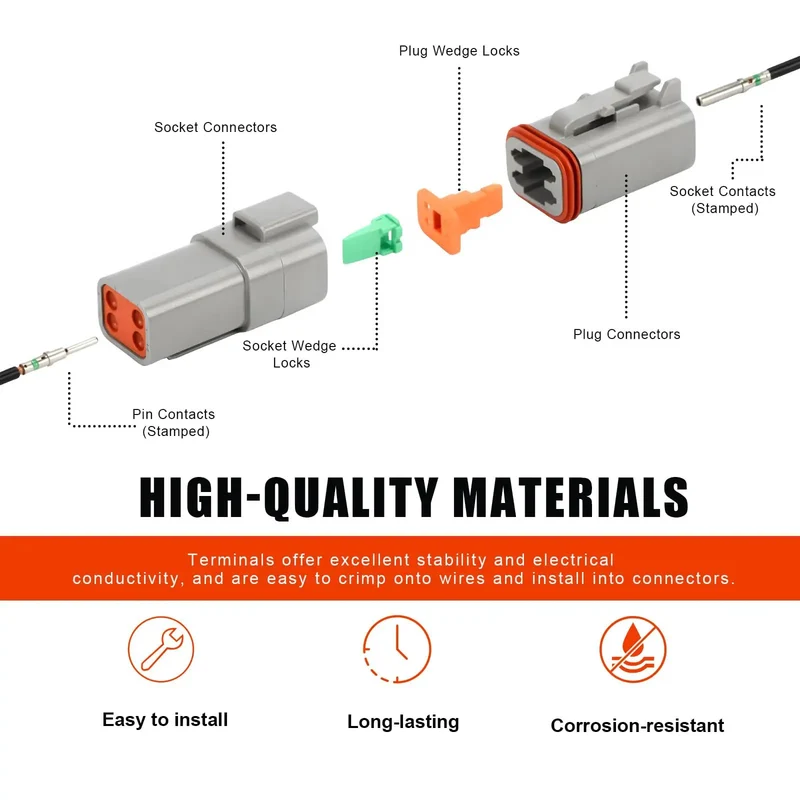 Top Shelf 4 Pin Connector Set Featuring Dt04-4P And Dt06-4S With A Lock Tight Wedge Design For Heavy Duty Electrical Wiring And Bulletproof Harness Upgrades