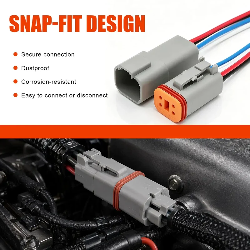 Top Shelf 4 Pin Connector Set Featuring Dt04-4P And Dt06-4S With A Lock Tight Wedge Design For Heavy Duty Electrical Wiring And Bulletproof Harness Upgrades