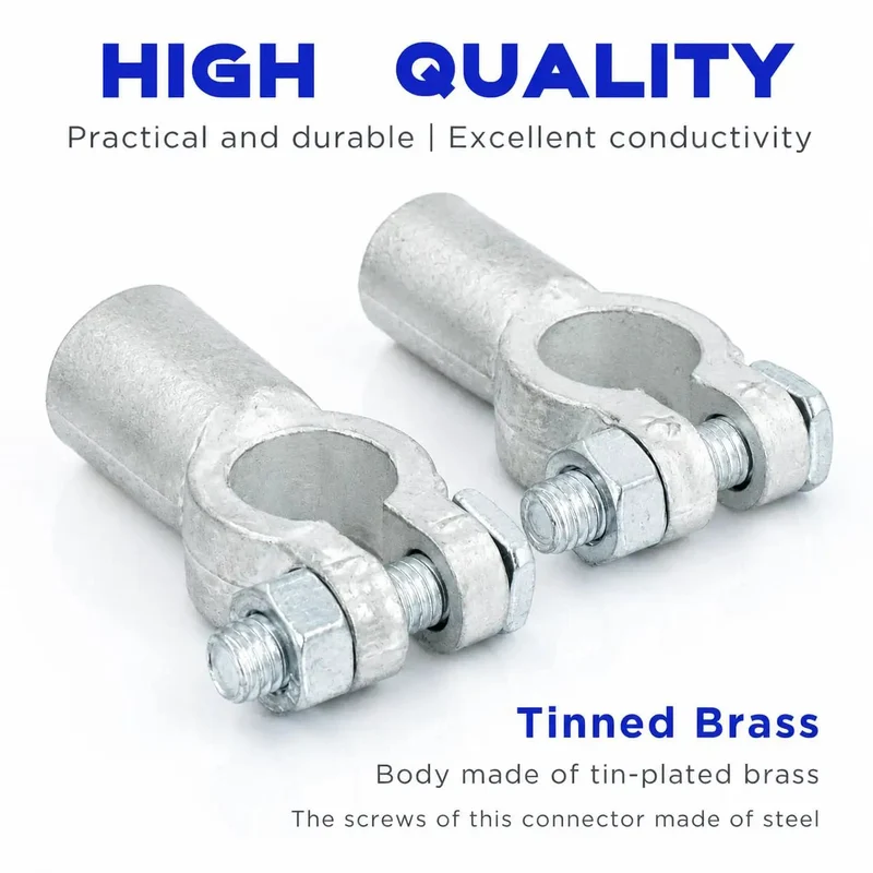 Heavy Duty Battery Terminal Connectors For 2/0 Gauge Wire Positive Negative Top Post Cable Clamps Super Tight Drop In Fit Rock Solid Garage Ready Copper Build With Zero Rust And Quick Hook Up