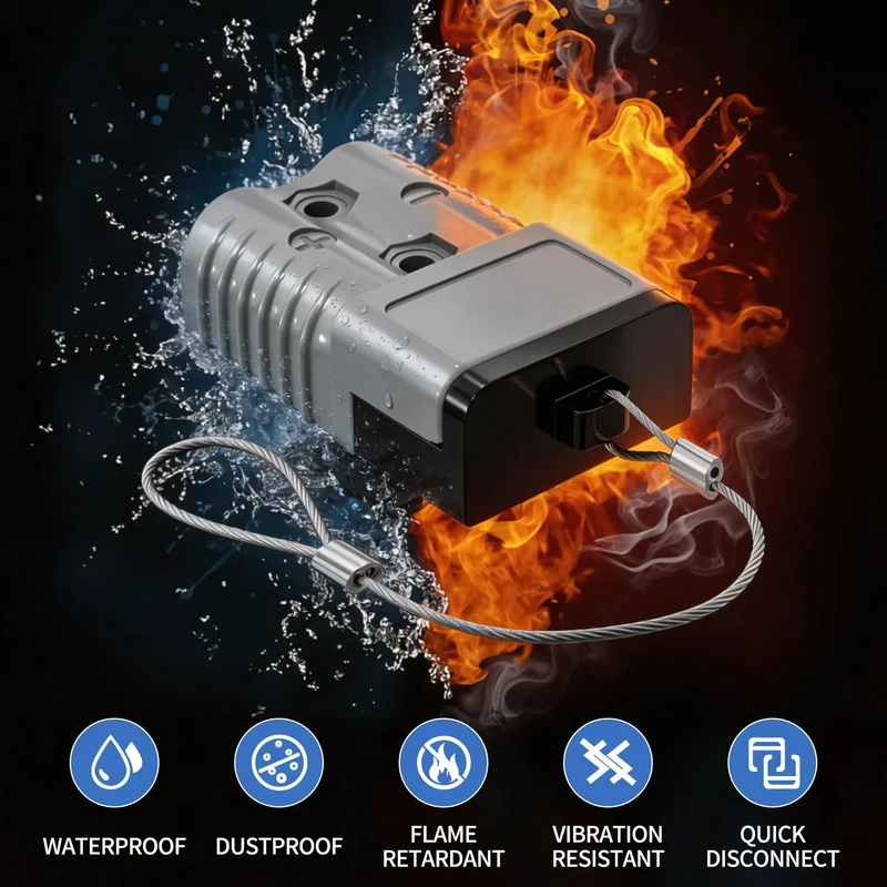 Badass 175 Amp Battery Quick Disconnect Connector Kit 600V 1/0 AWG Wire Harness Winch Plug Rock Solid Housing for Trucks Vans Trailers Forklift Towing Setup Drop In Electric Power Socket