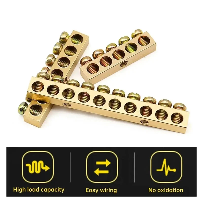 Top Shelf One Pack Golden Wire Screw Connector Terminal Block With Snug Six By Nine Crimp Holes For Heavy Duty Electrical Wiring And No Fuss Quick Connect Installations