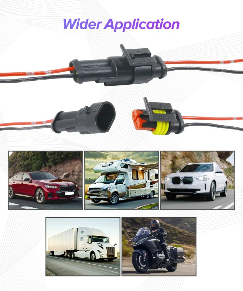Rock-Solid Waterproof Electrical Auto Wire Connectors 2-Pin Plug-In Terminals Tough Nylon Brass Pins Dustproof Rubber Seal For Car Truck Boat Motorcycle Quick Hook Up 10 Count