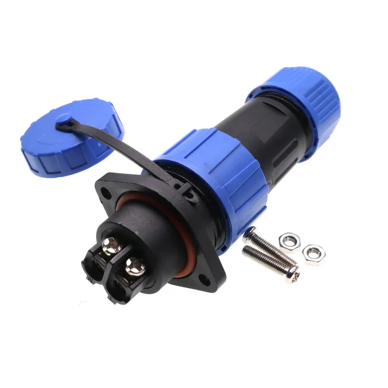 Tough As Nails 2 Pin Waterproof Screw Crimp Connector Featuring Gold Plated Copper Contacts And IP68 Sealing For Heavy Duty Aviation Wire Harness Installations