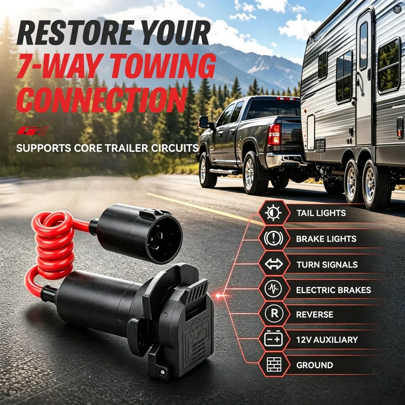 Wireless Bluetooth Trailer Brake Controller With 7 Pin Connector Plug That Lets You Dial In Braking Sensitivity On Your Smartphone For Heavy Hauls And Stress Free Road Trips
