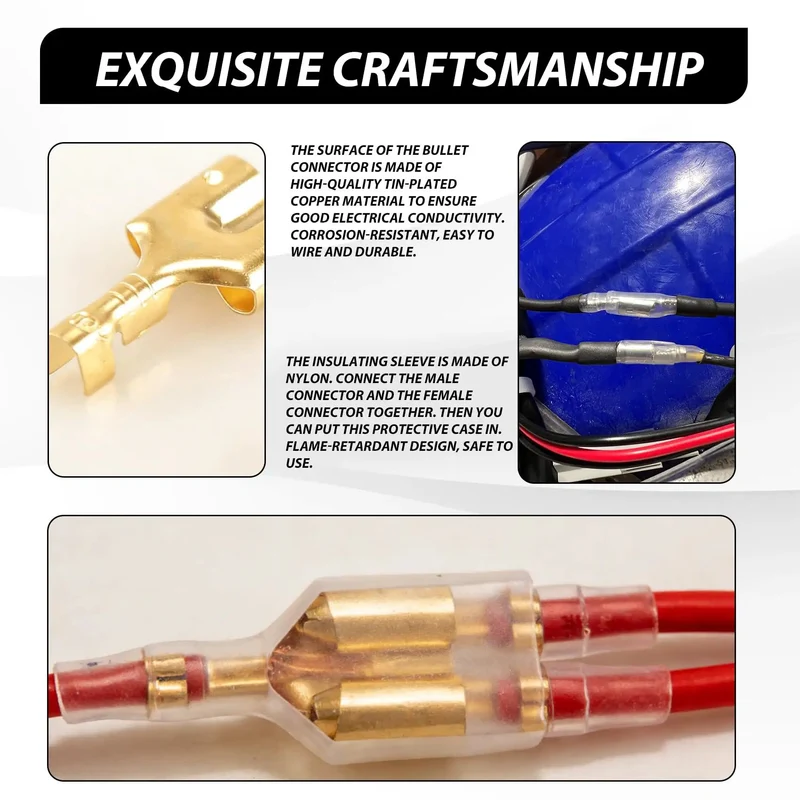 Badass 320 Piece Double Bullet Wire Connectors With Heat Resistant Nylon Sleeves 3.5Mm And 3.9Mm Male Female Brass Crimp Terminals For Smooth Car Wiring Harnesses And Electrical Mods