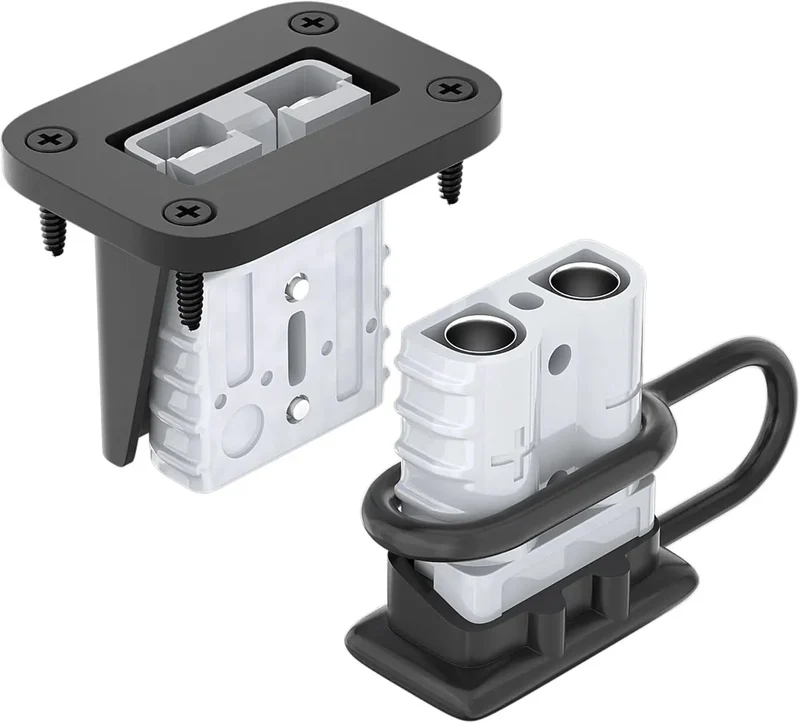Beefy 50A Quick Connect Battery Disconnect Plug With Fireproof Shell And Heavy Duty Copper Ends For No Sweat 6 AWG To 12 AWG Wiring In Cars Campers And Solar Builds