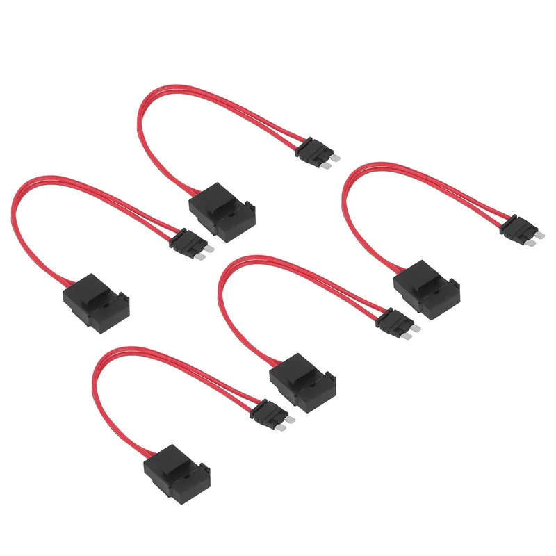 Heavy Duty Mini Blade Fuse Connector Holder 5 Pack 20 Amp Atm With 16 Awg Wire Extension Slick Grip Tight Fit For Rugged Auto Electrical Fixes Professional Grade Vehicle Wiring Kit Straight Up Reliable Performance