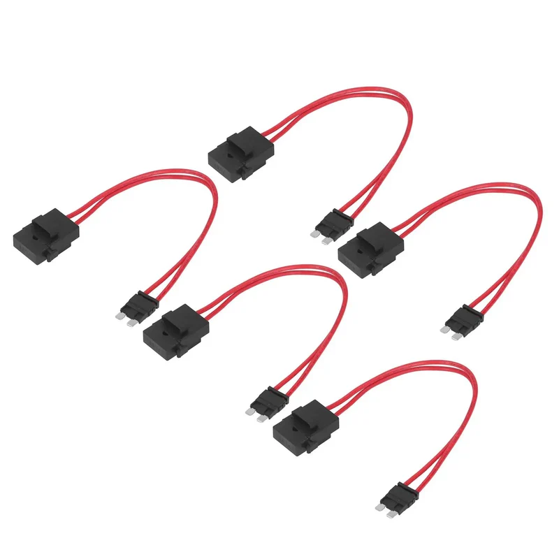 Heavy Duty Mini Blade Fuse Connector Holder 5 Pack 20 Amp Atm With 16 Awg Wire Extension Slick Grip Tight Fit For Rugged Auto Electrical Fixes Professional Grade Vehicle Wiring Kit Straight Up Reliable Performance