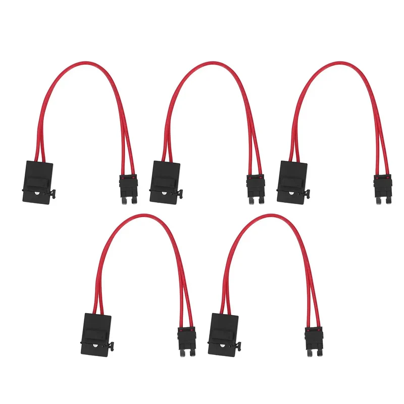 Heavy Duty Mini Blade Fuse Connector Holder 5 Pack 20 Amp Atm With 16 Awg Wire Extension Slick Grip Tight Fit For Rugged Auto Electrical Fixes Professional Grade Vehicle Wiring Kit Straight Up Reliable Performance