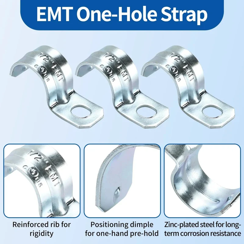 Heavy Duty One Hole 1/2 Emt Straps 100 Pack Zinc Plated Steel Conduit Clamps For Electrical Tubing Fits Like A Glove Indoor Outdoor No Sweat Setup Built To Go The Distance
