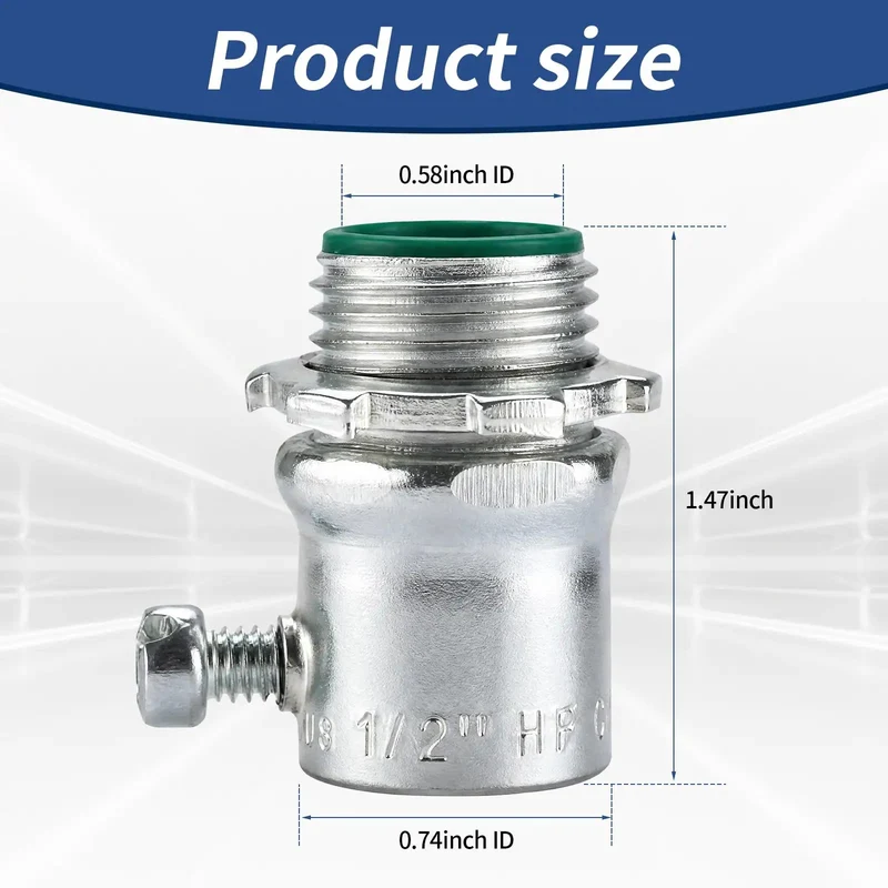 Rugged 1/2 Inch EMT Set Screw Connector With Insulated Throat Protection And Corrosion Resistant Zinc Plated Steel For Secure Electrical Conduit Connections In A Heavy Duty 25 Pack For Tradesmen And Diy Guys Doing Quick Wiring Work Indoors