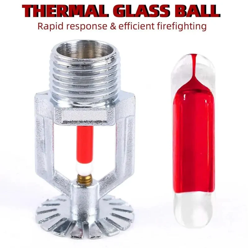 Straight Up Heavy Duty Six Pack Copper Chrome Fire Sprinkler Heads 1/2 Inch NPT Pendent Style Automatic K80 Fast Response System Built Tough For Killer Emergency Protection At 155 Degrees Fahrenheit
