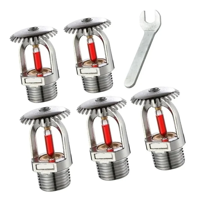 Heavy Hitter Quick Response Fire Sprinkler Heads Five Pack Dead Simple Upright Mounting One Half Inch Threaded Pipe Top Shelf Build For Ultimate Peace Of Mind Protection