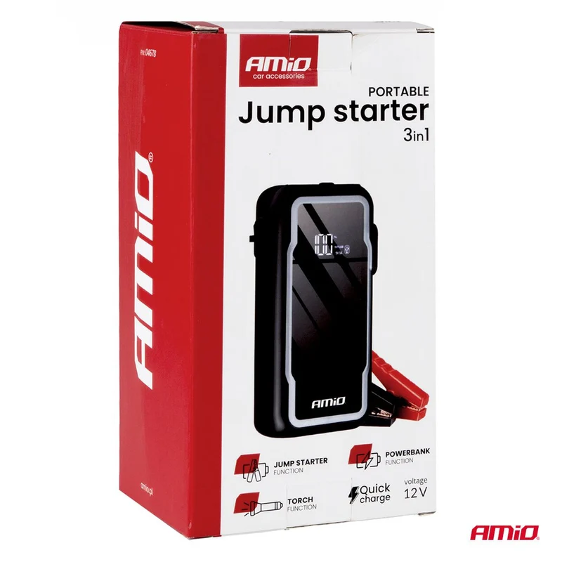 BOOSTER DEMARREUR 12V 1600A MAX 12000MAH 2XUSB LAMPE AMIO
